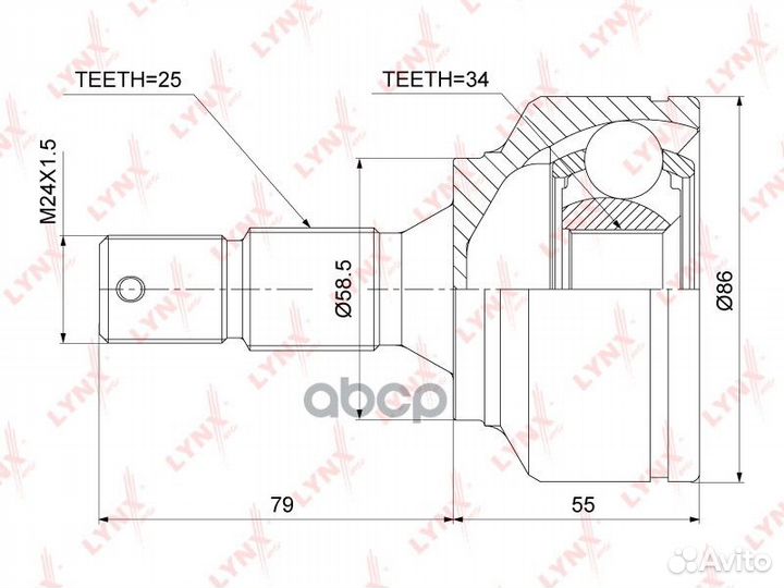 Шрус внешний перед прав/лев CO3824 lynxauto
