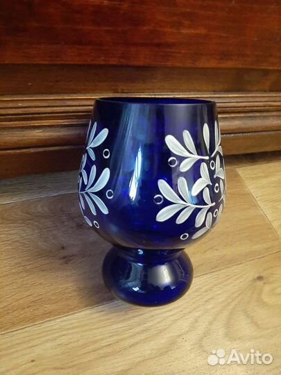 Ваза, ручная роспись, кобальт, винтаж