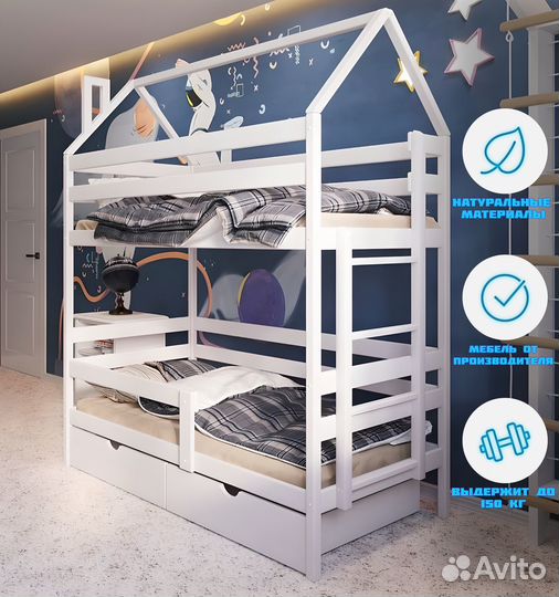 Двухъярусная кровать домик