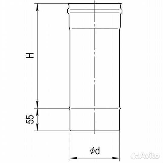 Дымоход феррум d115 L1000 (304/0,8мм)