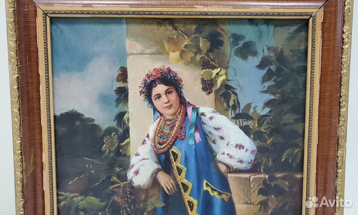 Картина Украинка 1950 - 1960 г холст масло