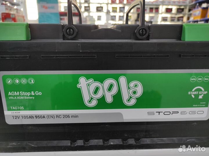 Аккумулятор 105Ач AGM Topla 950A start-stop агм