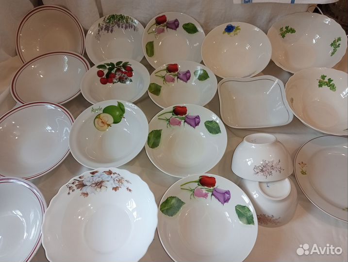 Посуда, чайные пары, салатники, хрусталь