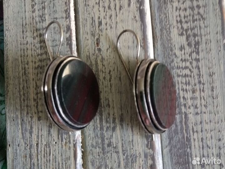 Серьги с коричневым камнем, винтаж