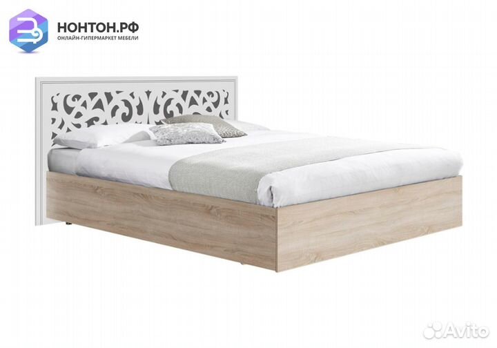 Кровать Мадлен 1.6 м дуб сонома светлый / ясень бе