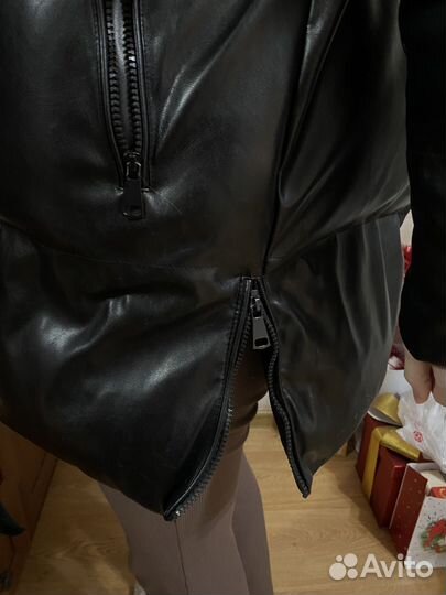 Пуховик женский кожаный zara