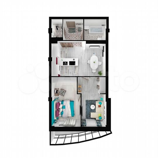 1-к. квартира, 66,2 м², 5/25 эт.