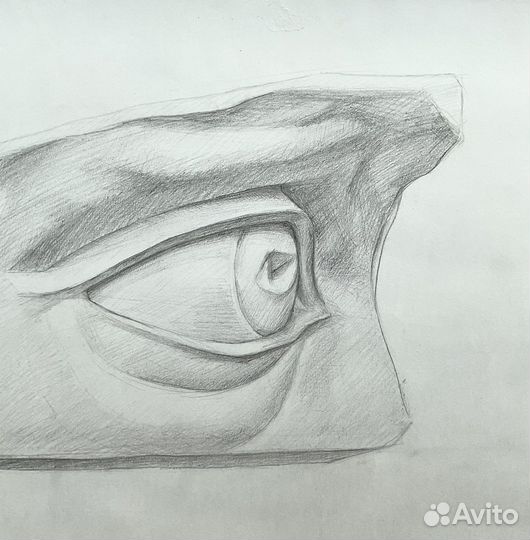 Рисунок глаз Давида учебный карандаш академический