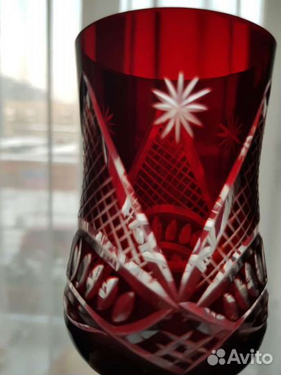 Бокалы хрустальные 50-ые года, рубиновый хрусталь