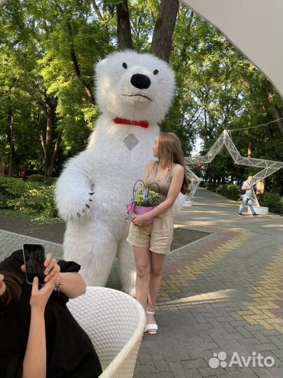 Ростовая кукла/Танцующий белый Мишка/Аниматор