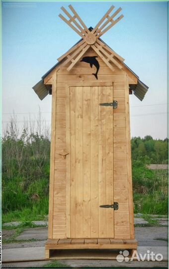 Дачный туалет деревянный прямоугольник BHU