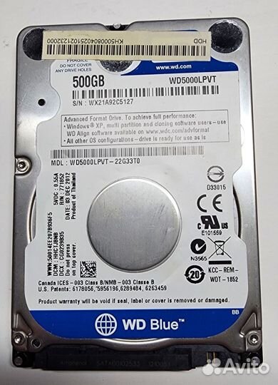 Винчестеры HDD 500Гб для пк и ноутбука