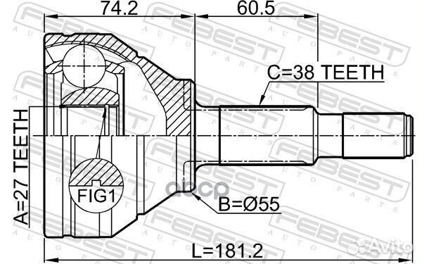 ШРУС наружный 27X55X38 ford explorer 11- 2110EX