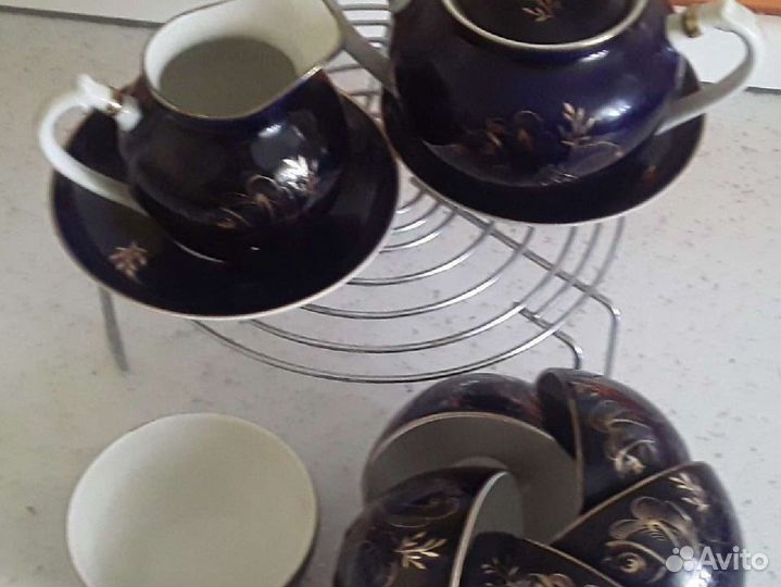 Сервиз чайный кобальт позолота