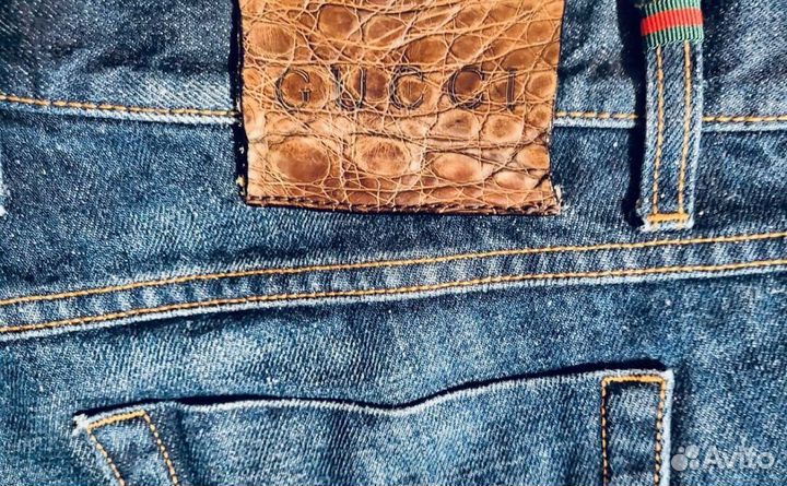 Джинсы Gucci оригинал патч крокодил