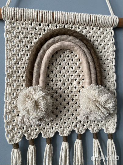 Панно декор для детской макраме радуга