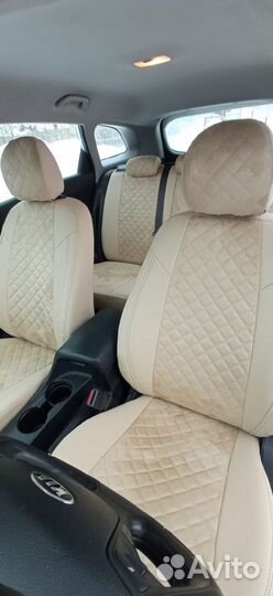 Авточехлы Ромб Экокожа и Алькантара бежевые