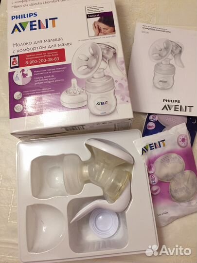 Ручной молокоотсос avent+сумка термос