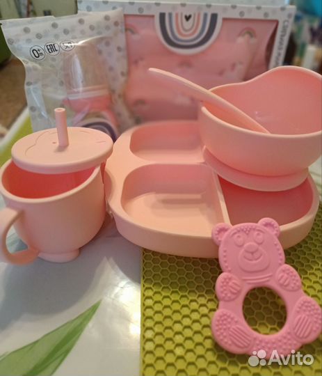 Силиконовый набор посуды от 0+ Baby woods