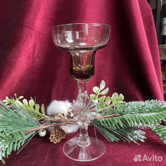 Подсвечник настольный винтажный цветное стекло