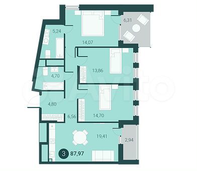 4-к. квартира, 92,6 м², 2/17 эт.