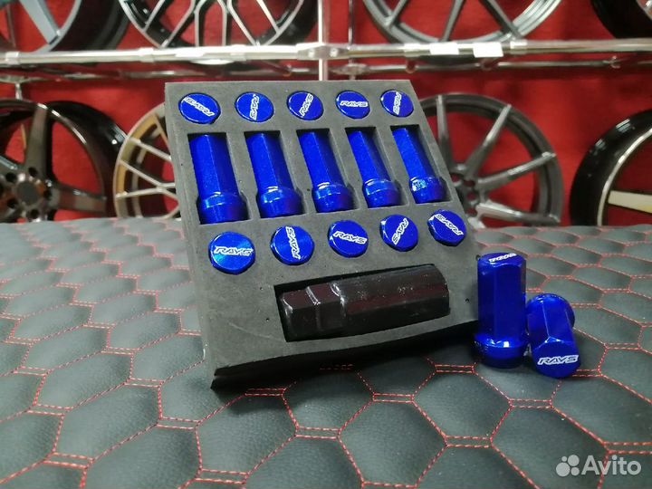 Гайки колесные Rays style M12*1.5 44мм Синие