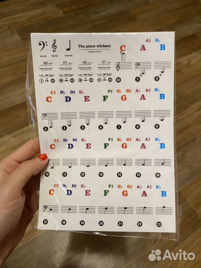 Тетрадь для нот, наклейки на пианино, книга