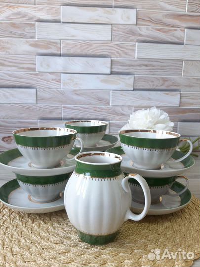 Набор чашек с блюдцем Белый лебедь дулево