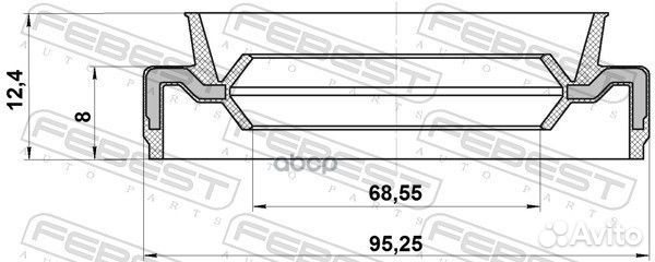 Сальник ступичный передний (70X95X8X12.4) mitsu