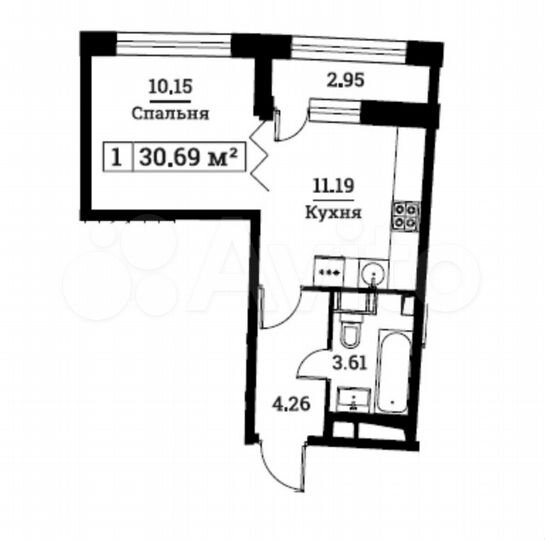 1-к. квартира, 31 м², 12/16 эт.