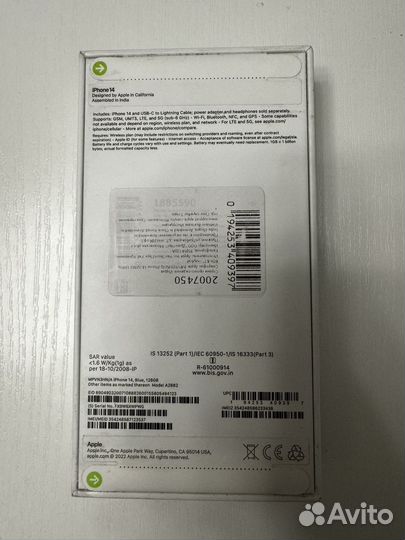 Телефон iPhone 14 128gb blue Sim+Esim