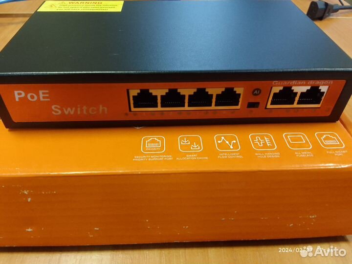 Продам коммутатор 4-х портовый с рое (4 рое+2 upli