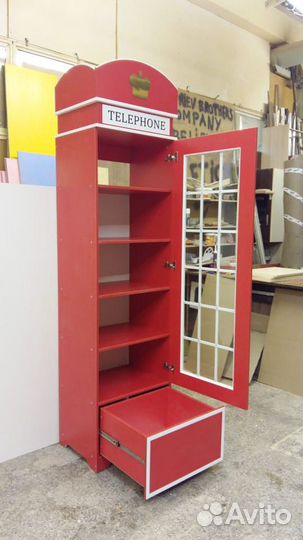 Красная Телефонная Будка Шкаф в детскую London-18