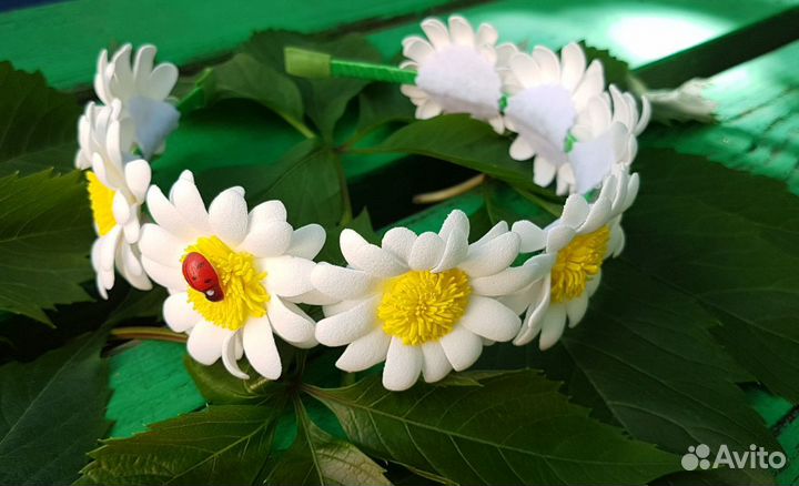 Ободок с ромашками из фоамирана.ручная работа