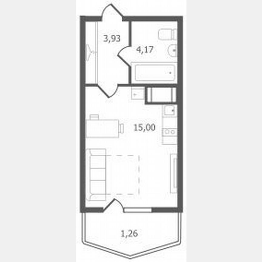 Квартира-студия, 24,4 м², 5/11 эт.