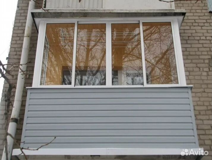 Остекление балкона 3200 на 1420 алюминиевое