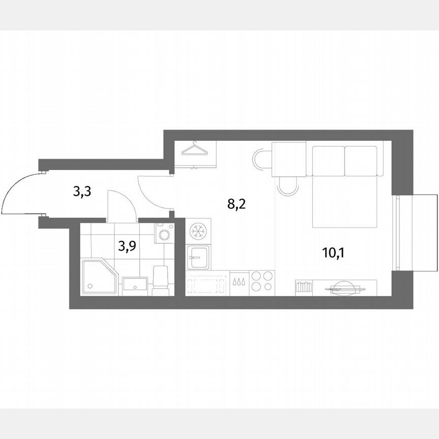 Квартира-студия, 25,5 м², 1/6 эт.