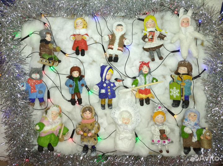 Ватные елочные игрушки