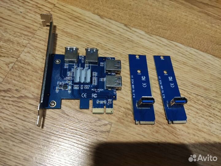 Разветвитель pci-e на 4 USB и переходник m2 - usb