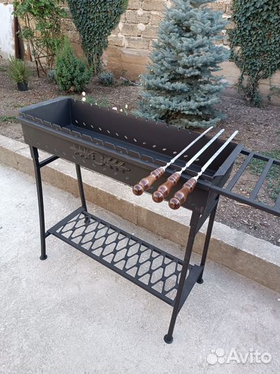 Мангал 3мм с полкой высокий,усиленная жаровня