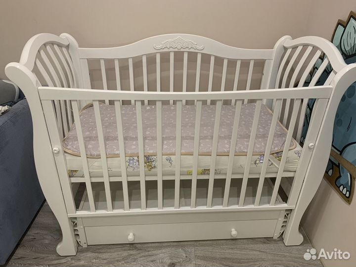 Кровать детская белая с ящиками