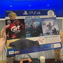 PS4 Slim + геймпад, гарантия, игры