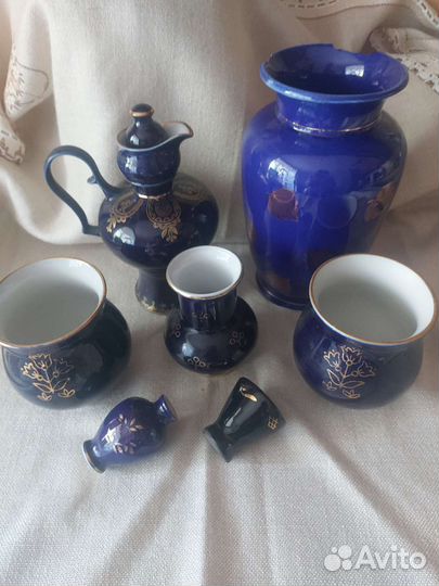 Кобальтовые вазы, чайная пара