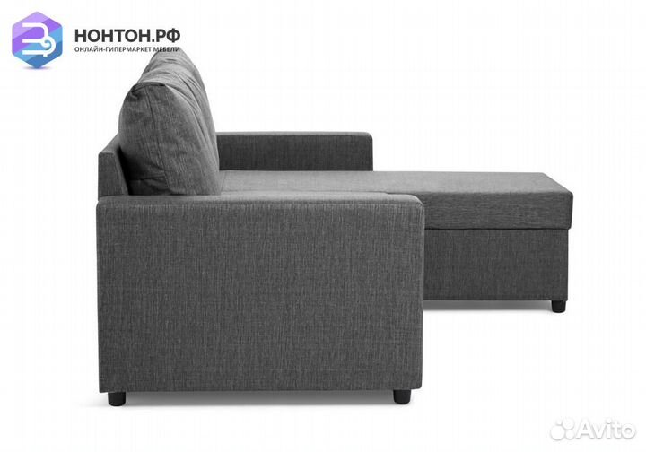 Диван угловой дельфин Торонто тёмно-серый