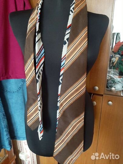 Галстук мужской зеленый,коричневый,полоска