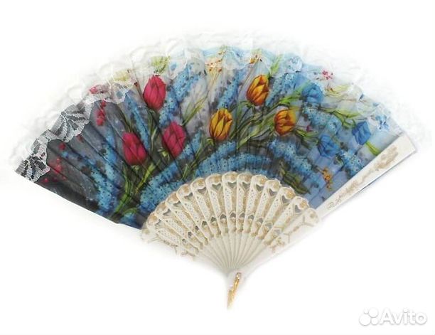 Веер складкой Цветы 23 см