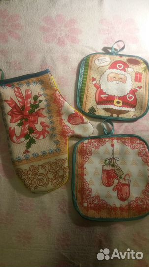 Рукавичка и прихватки новогодний комплект