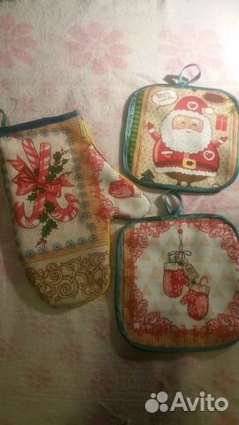 Рукавичка и прихватки новогодний комплект