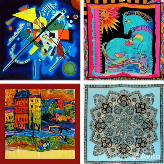 Платки из натурального шёлка, большой ассортимент