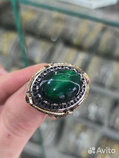 Мужской перстень серебро Тигровый глаз